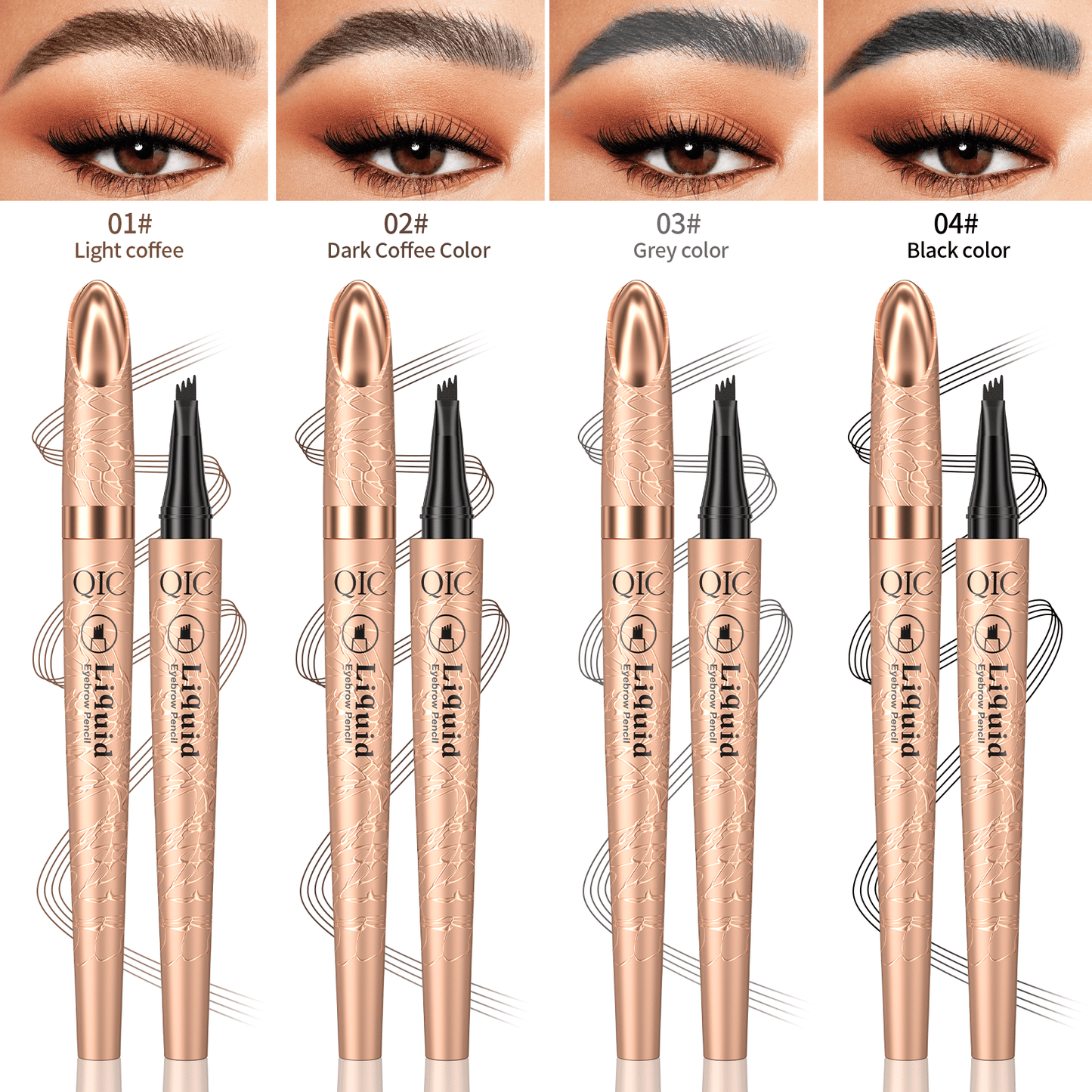 3D Microblading Øyenbrynspenn med 4 Gaffeltipper (2 stk)
