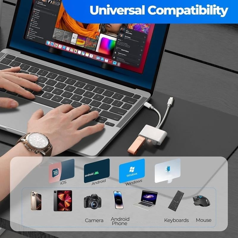 3-i-1 USB-C minnekortleser