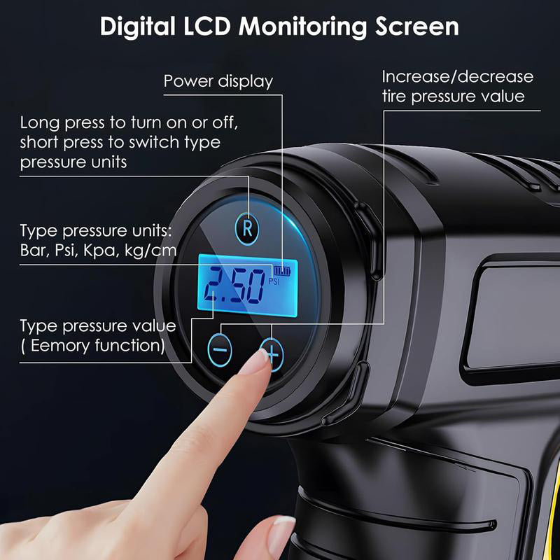 📢📢50% RABATT!!!⏰Bærbar Trådløs Luftkompressor Med Digital Display