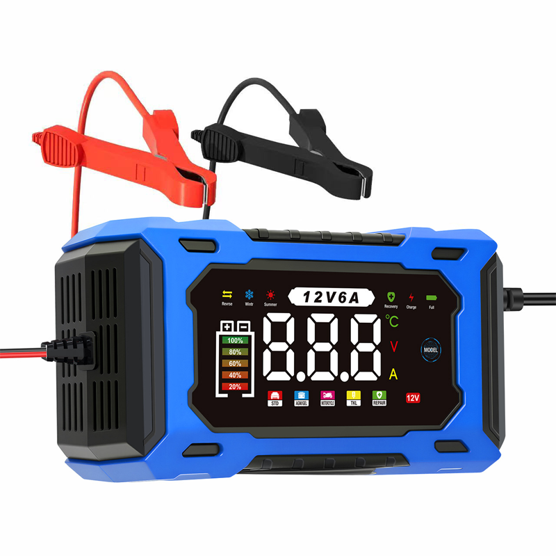 🔋50 % RABATT!🚗Smart bilbatterilader 12 V 6 A – Impulsreparasjonsfunksjon, LCD-skjerm og maksimal sikkerhet 🛡️