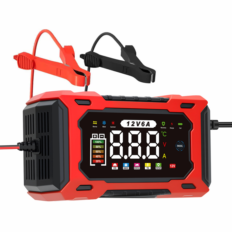 🔋50 % RABATT!🚗Smart bilbatterilader 12 V 6 A – Impulsreparasjonsfunksjon, LCD-skjerm og maksimal sikkerhet 🛡️