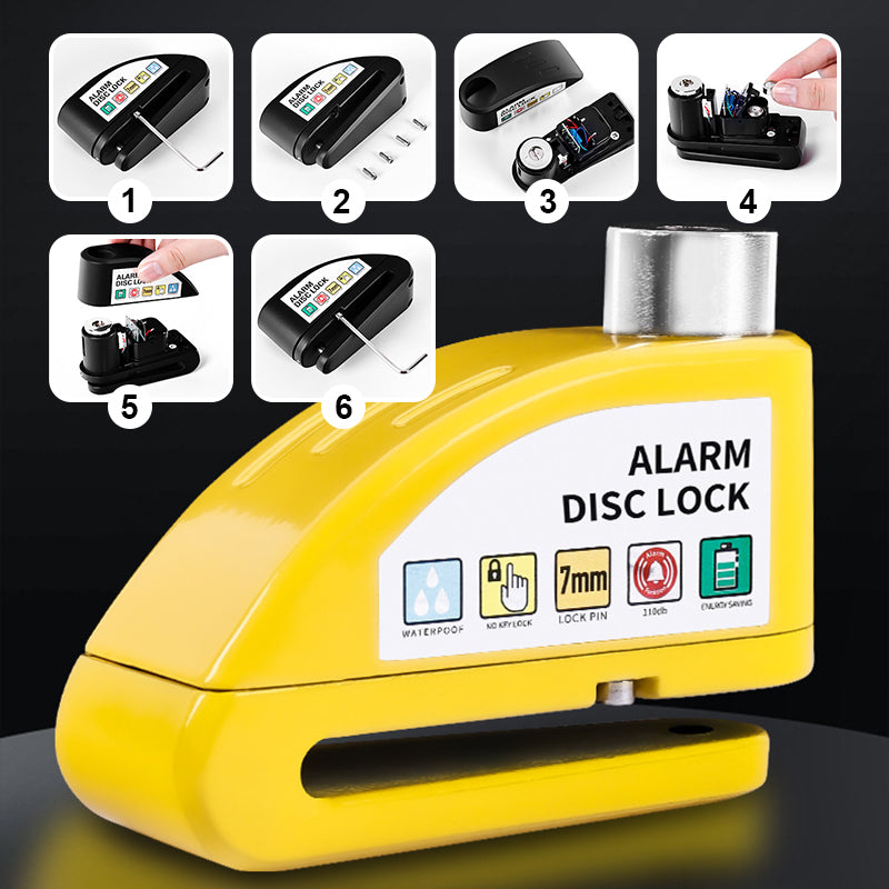 ⏰🎁Skivebremslås med alarm for motorsykkel