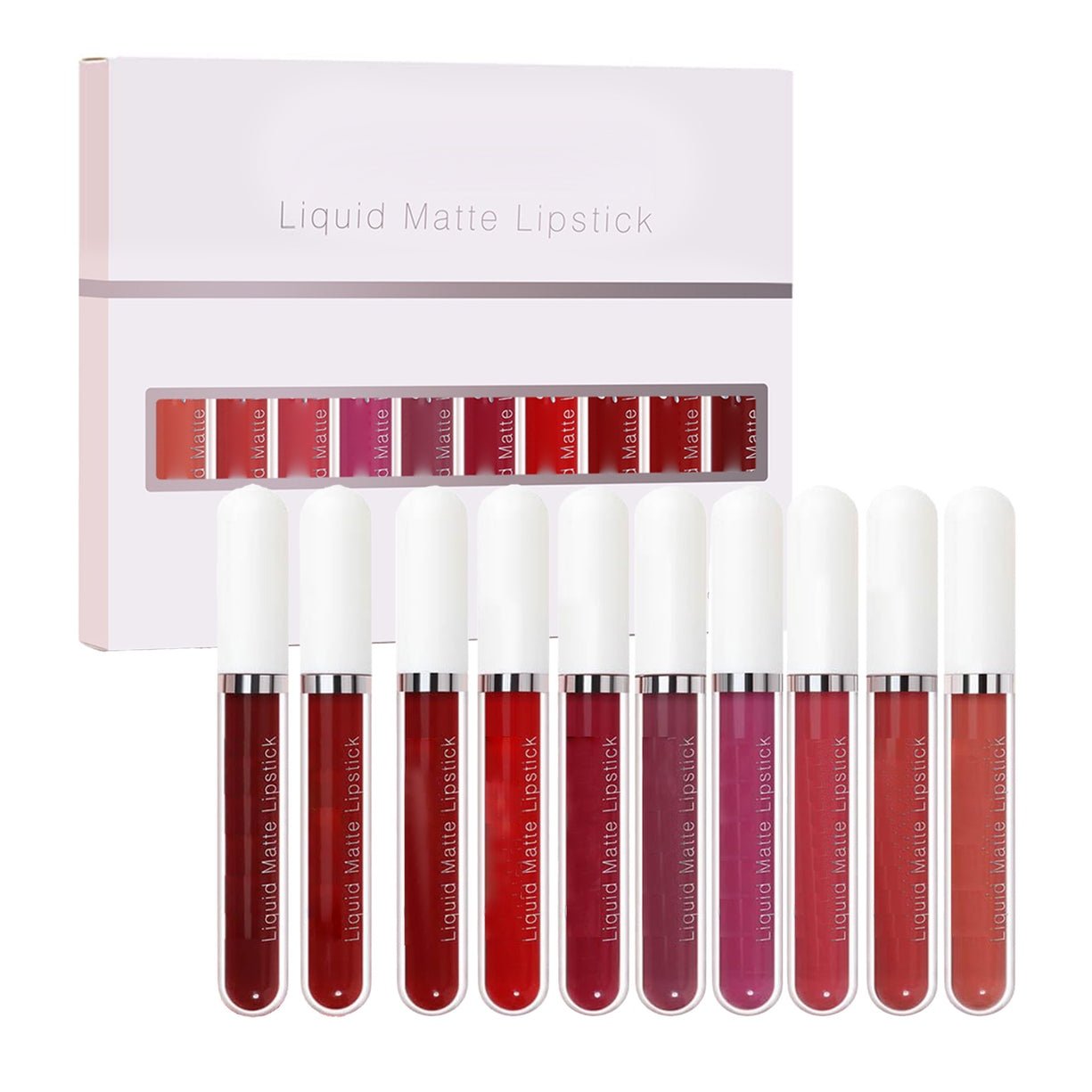 💝10 stk. matt, vanntett og langvarig lipgloss