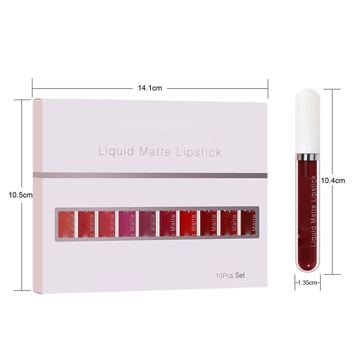 💝10 stk. matt, vanntett og langvarig lipgloss