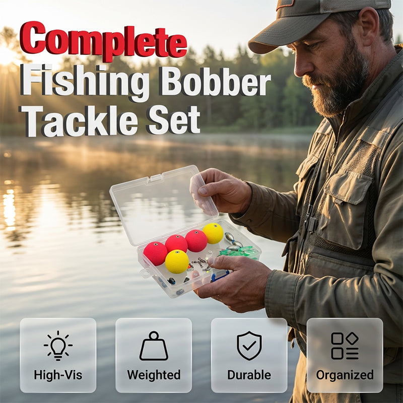 🎣 Komplett duppfiskesett – høy oppdrift, neonfarger, integrert vekt. Alt i en bærbar boks – klar for tur! ✨🐟
