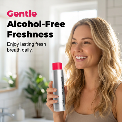 🥳2026 TOPPSALG🥳💞Over 50 000 solgt!😁✨ 50 % RABATT! Flekkfjernende og blekende munnskyll – Fjerner kaffe- og teflekker, alkoholfritt. Binder smuss umiddelbart, langvarig myntefriskhet. Skånsomt nok til daglig bruk. 🦷💙