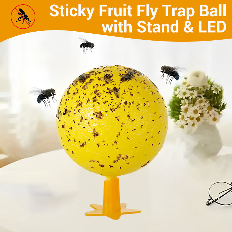 ⏰🎁Selvklebende fruktfluefelle i form av en ball med stativ og LED