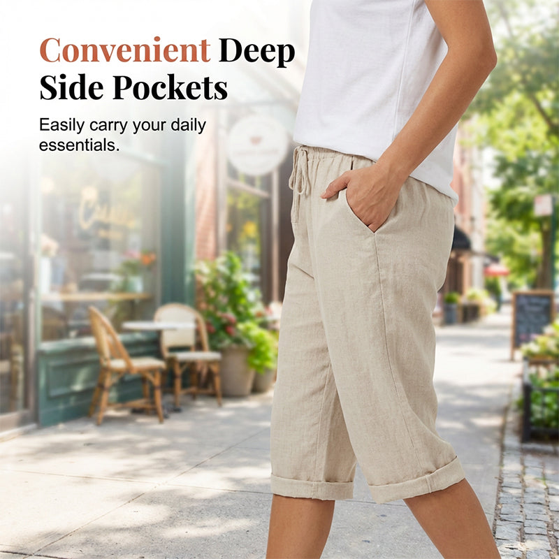 👖 50 % RABATT I BEGRENSET TID! ✨Capris i bomull og lin til dame