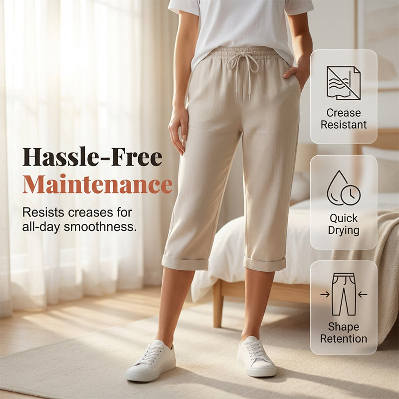 👖 50 % RABATT I BEGRENSET TID! ✨Capris i bomull og lin til dame