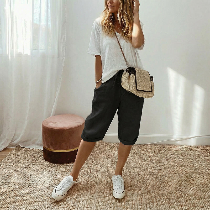 👖 50 % RABATT I BEGRENSET TID! ✨Capris i bomull og lin til dame