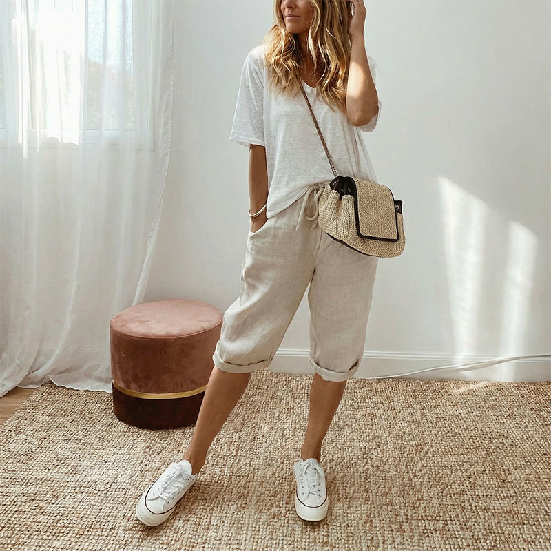 👖 50 % RABATT I BEGRENSET TID! ✨Capris i bomull og lin til dame