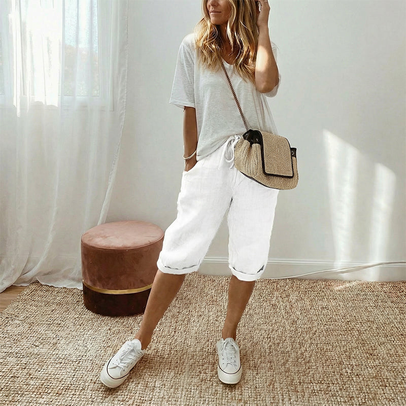 👖 50 % RABATT I BEGRENSET TID! ✨Capris i bomull og lin til dame