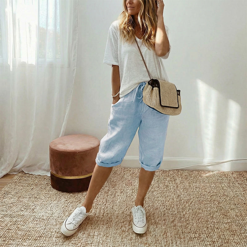 👖 50 % RABATT I BEGRENSET TID! ✨Capris i bomull og lin til dame