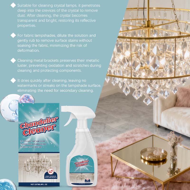 🥳2026 VARMT SALG🥳💞50 000+ SOLGT!✨💦 50 % RABATT! Rengjøringsspray for lysekrone – Fjerner støv og flekker fra krystall/metall. Ingen skrubbing, ingen rester. Beskytt lysekronens glans. En delikat jobb gjort enkelt! 💎🛡️