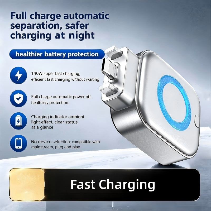 🌞Summer Awakening: 50 % rabatt!⚡140 W superrask lader med AI automatisk avstengning – USB-C PD3.1 – Intelligent batteribeskyttelse – Universal for iPhone, MacBook og nettbrett