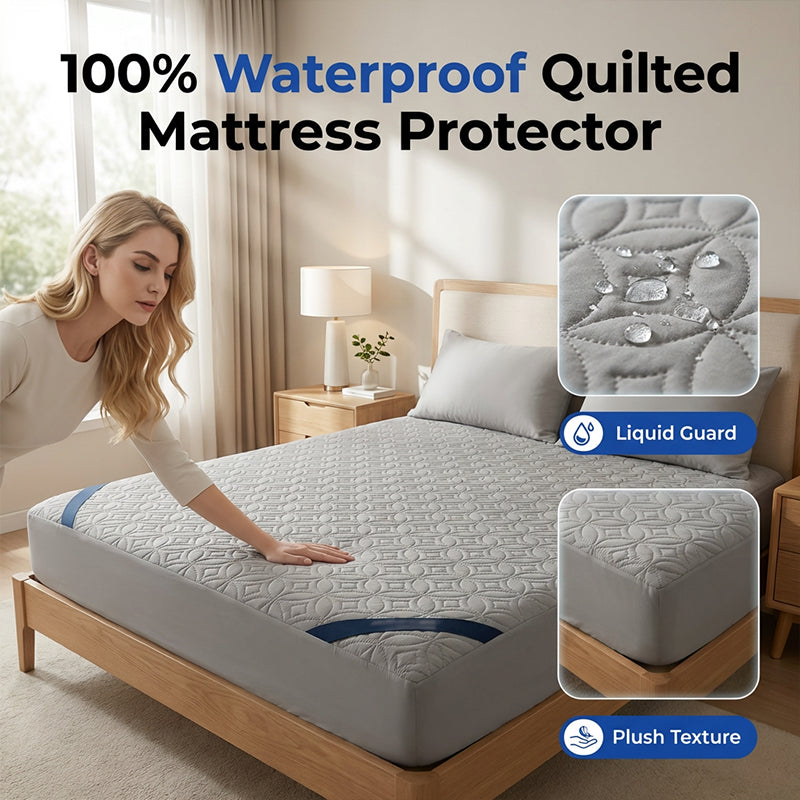🛏️ 50% RABATT! Vattert Vanntett Madrassbeskytter – Beskytter Mot Søl & Flekker! ✨ Myk & Pustende – Perfekt for En God Natts Søvn. 🔒 Dyb Lomme – Sitter Godt På Plass. Kjøp 3 for 10% Ekstra Rabatt! 🏠