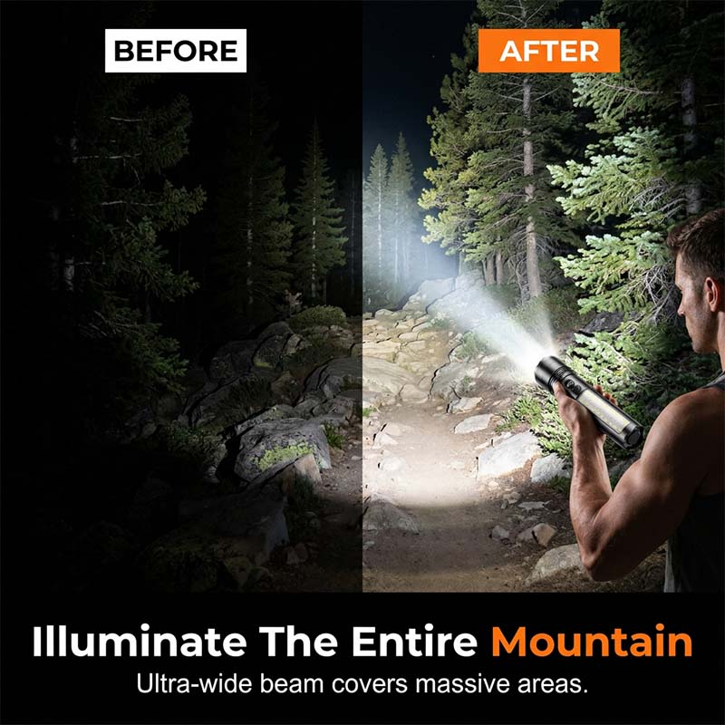 Oppladbar lommelykt med digital skjerm
