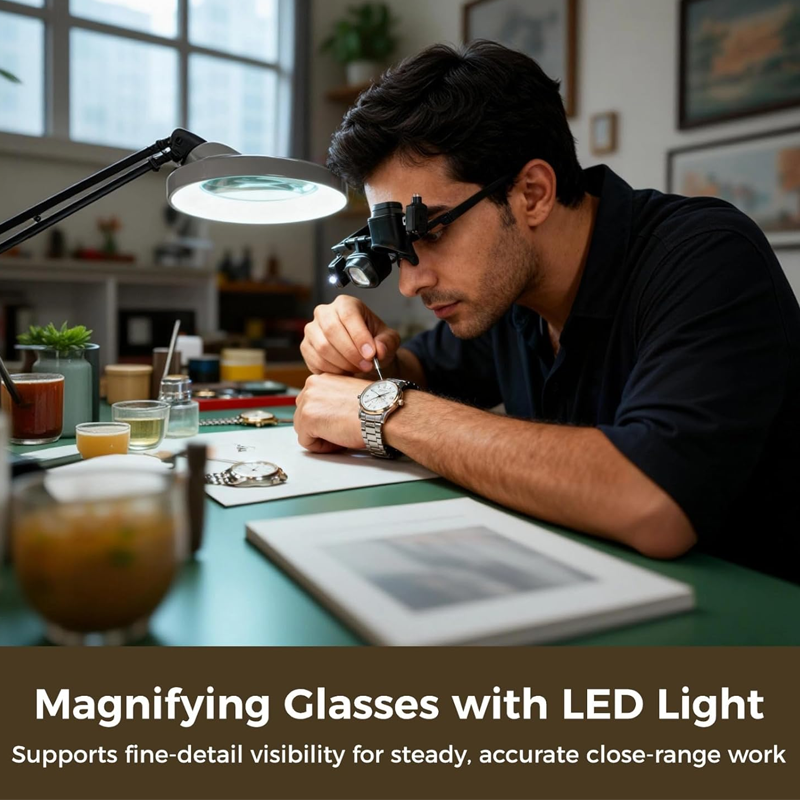 🎁2026 Nyheter 50% RABATT💥Presisjons-LED-forstørrelsesglass for elektronikk og håndverk – Justerbart stativ og 10X-20X zoom – Håndfritt, sterkt lys – perfekt for lodding, klokkereparasjon eller miniatyrmaling 🛠️
