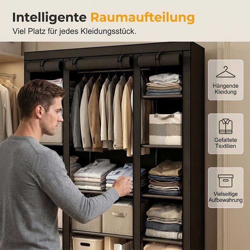 🔥📦 SISTA DAGEN – 50 % RABATT! Bärbar garderob i non-woven-tyg – enkel att montera, stålram, 3 storlekar, perfekt för sovrum och klädkammare 🏠