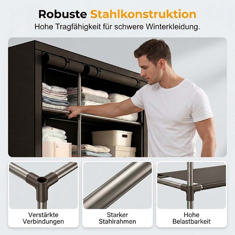 🔥📦 SISTA DAGEN – 50 % RABATT! Bärbar garderob i non-woven-tyg – enkel att montera, stålram, 3 storlekar, perfekt för sovrum och klädkammare 🏠