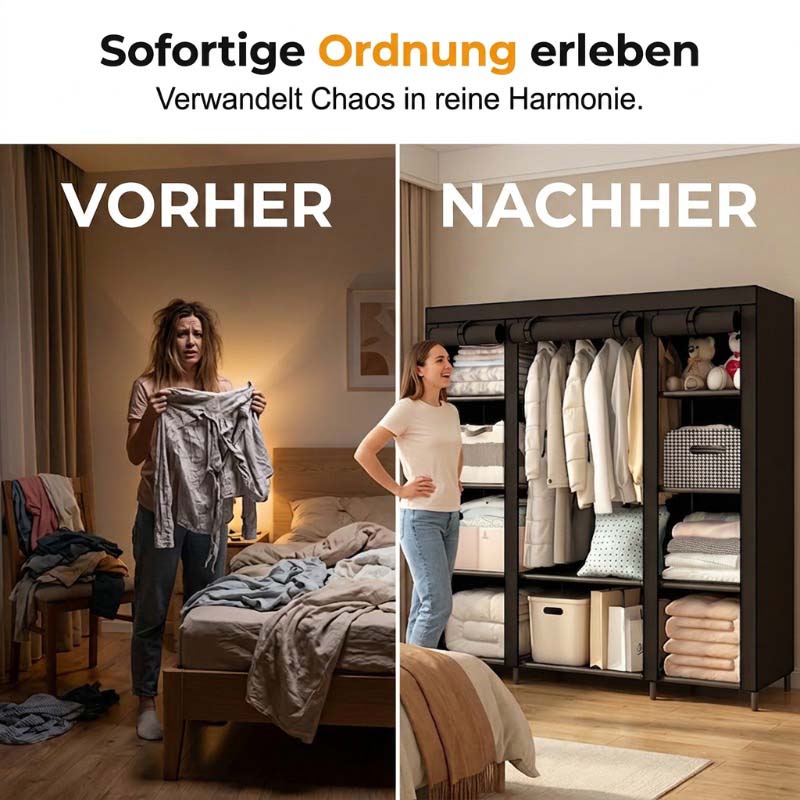 🔥📦 SISTA DAGEN – 50 % RABATT! Bärbar garderob i non-woven-tyg – enkel att montera, stålram, 3 storlekar, perfekt för sovrum och klädkammare 🏠