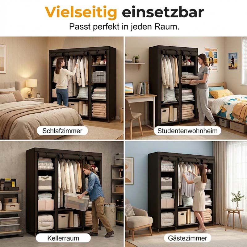 🔥📦 SISTA DAGEN – 50 % RABATT! Bärbar garderob i non-woven-tyg – enkel att montera, stålram, 3 storlekar, perfekt för sovrum och klädkammare 🏠