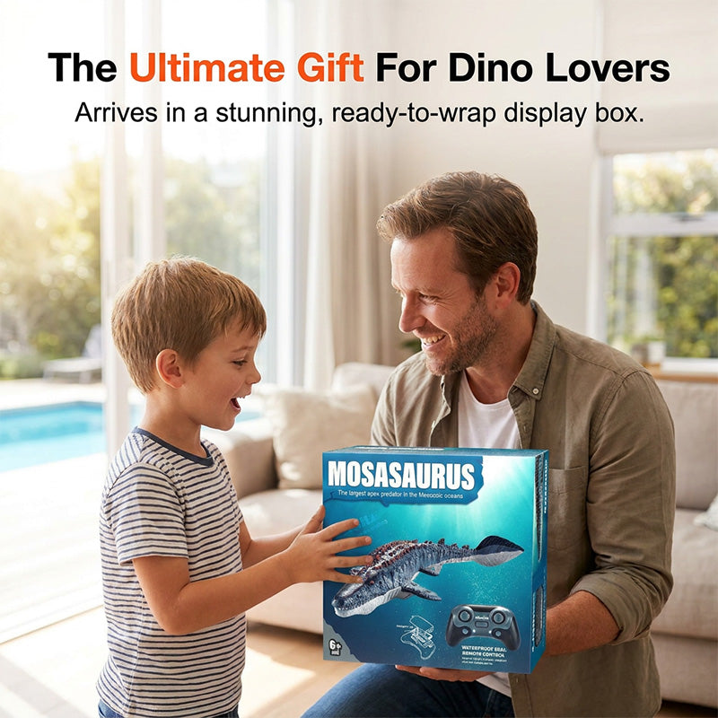2,4 GHz radiostyrd simleksak i form av en mosasaurus med vattensprut