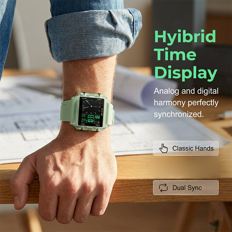Vannbestandig digital klokke med hybridvisning og lys