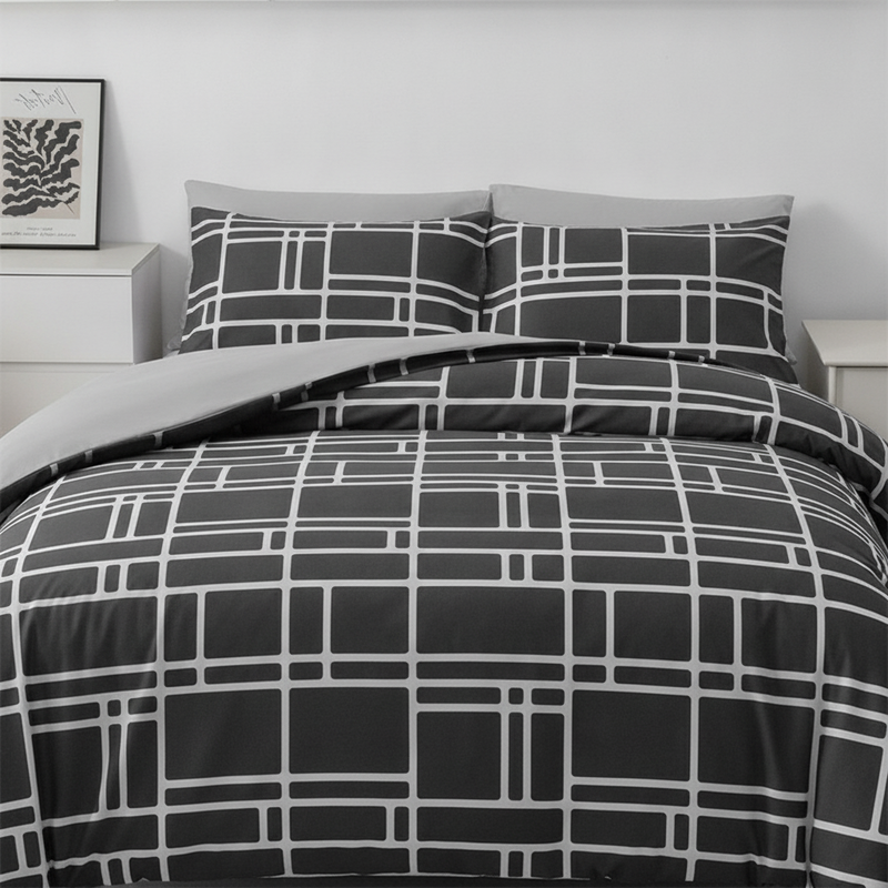 Moderne, minimalistisk sengetøy med geometriske mønstre