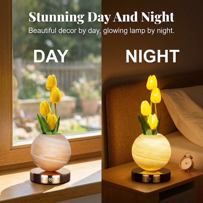 ⏳🔥TIDSBEGRENSET TILBUD: 50 % RABATT! ⏰Dekorativt LED-nattlys i form av en tulipan