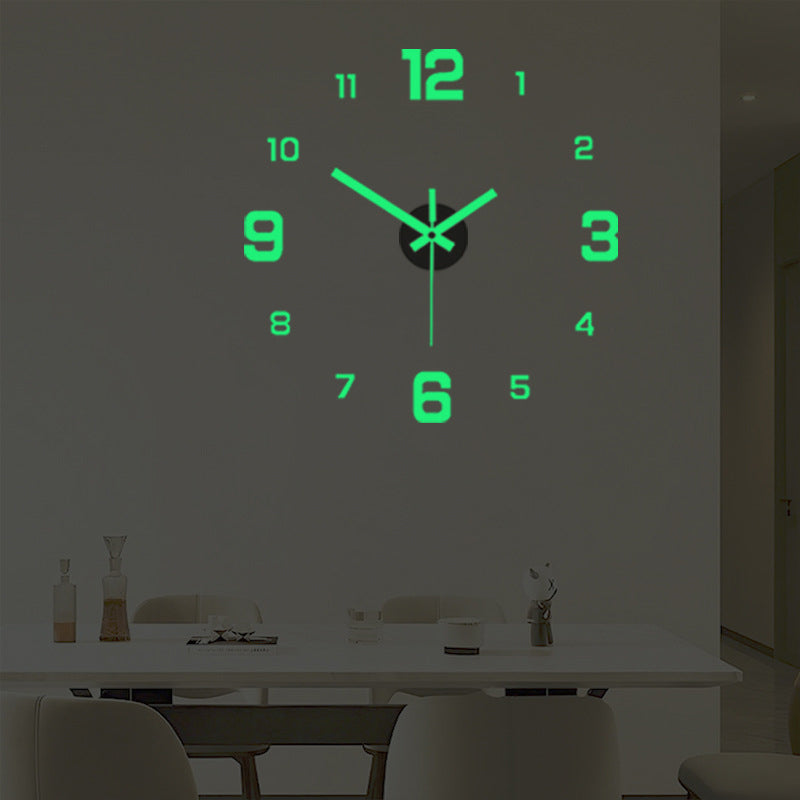 🕰️ 50% RABATT – 3D veggklokke med luminous – stille gang – borefri montering – justerbar størrelse