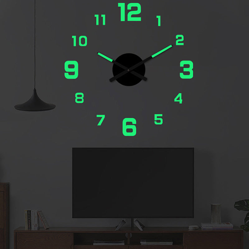 🕰️ 50% RABATT – 3D veggklokke med luminous – stille gang – borefri montering – justerbar størrelse