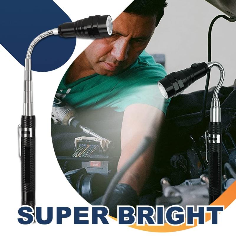 🧲 Magnetisk multifunksjonell teleskoplampe – uttrekkbar 56 cm, 🔦 fleksibel 360° hals, superlys LED ✨ – Ideell for DIY, bil og utendørsbruk 🔧🏕️