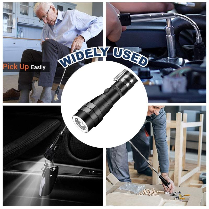 🧲 Magnetisk multifunksjonell teleskoplampe – uttrekkbar 56 cm, 🔦 fleksibel 360° hals, superlys LED ✨ – Ideell for DIY, bil og utendørsbruk 🔧🏕️