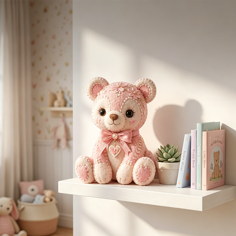 🎀49 % RABATT🎁DIY-kit för lapptäcke i filt: ”Pink Enchanted Forest”