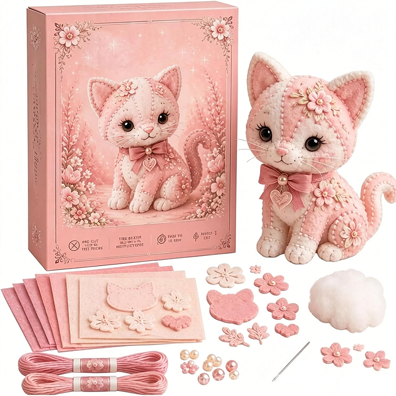 🎀49 % RABATT🎁DIY-kit för lapptäcke i filt: ”Pink Enchanted Forest”