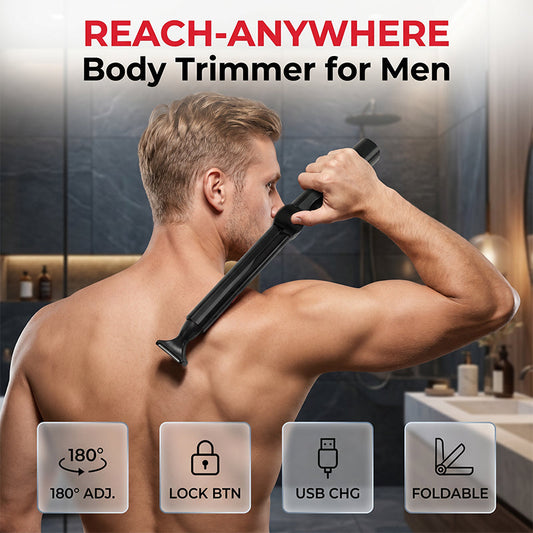 🧔 Når-Overalt Kroppstrimmer for Menn – Forlengbart Håndtak & 6500 RPM Motor! ✨ Flere Presisjonshoder – Perfekt for Rygg, Bryst & Ben. 🔋 1200mAh & USB-oppladbar – Kjøp 3 for 10% Ekstra Rabatt! 🚿
