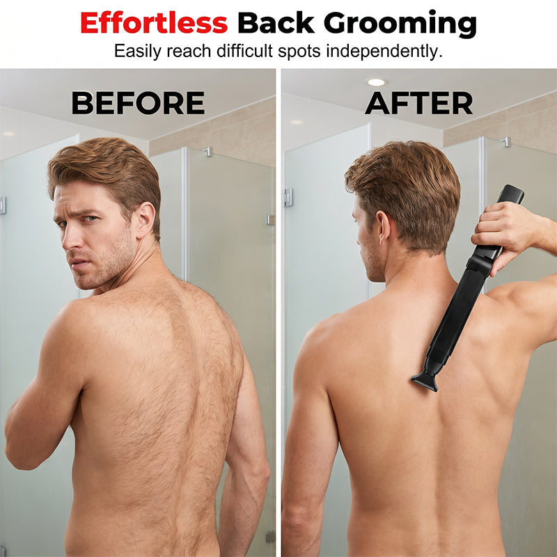 🧔 Når-Overalt Kroppstrimmer for Menn – Forlengbart Håndtak & 6500 RPM Motor! ✨ Flere Presisjonshoder – Perfekt for Rygg, Bryst & Ben. 🔋 1200mAh & USB-oppladbar – Kjøp 3 for 10% Ekstra Rabatt! 🚿