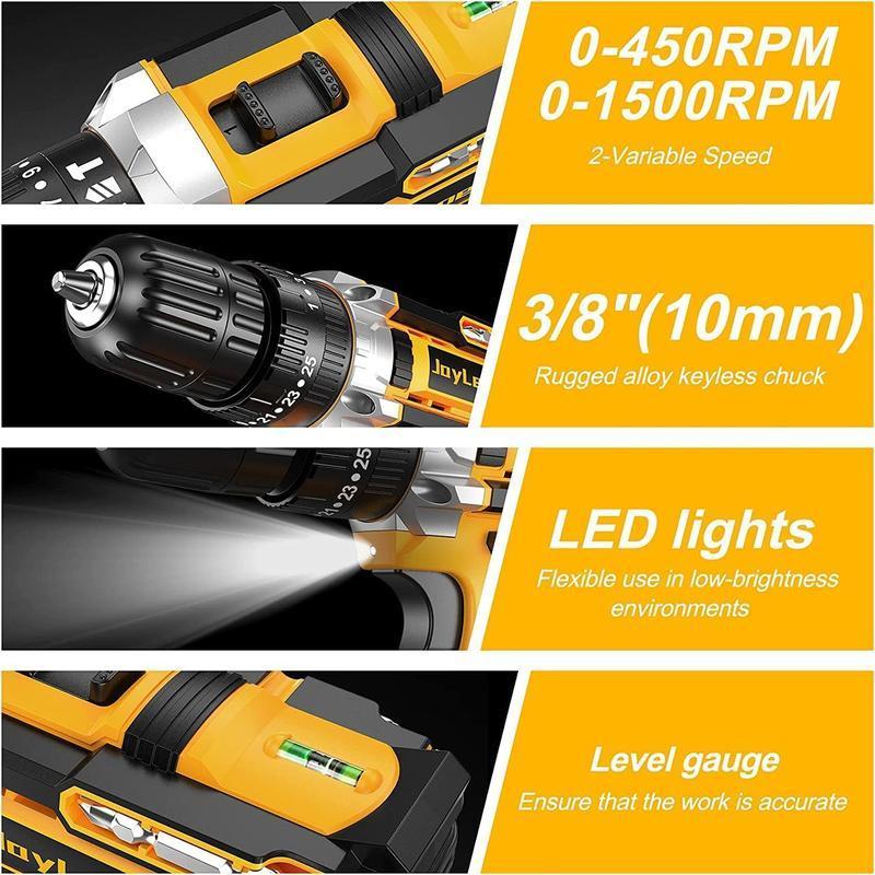 📢📢50% OFF !! ⏰ 21V Cordless Drill/Driver – 45Nm, 2 Batteries & LED 🔋