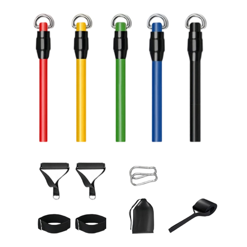 💪 Motstandsbånd Sett med Håndtak – Komplett Hjemmegym for Styrke & Tøying! ✨ 5 Motstandsnivåer – Perfekt for Nybegynnere & Erfarne. 🏋️ Bærbar & Allsidig – Kjøp 3 for 10% Ekstra Rabatt! 🏠