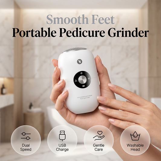 🦶 Kompakt Automatisk Fotpedikyr Slipemaskin – Fjerner Hard Hud & Likerorn Raskt & Enkelt! ✨ 3 Utbyttbare Hoder – Perfekt for Myke Føtter. 🧼 Renslig & Trygg – Kjøp 3 for 10% Ekstra Rabatt! 💅