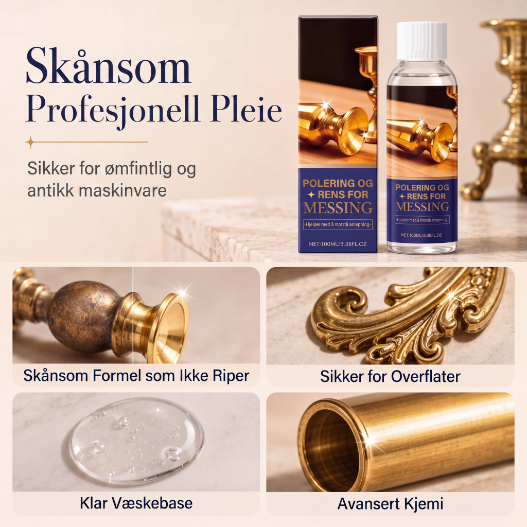 🔩ANLØPT MESSING? FIKS DET RASKT!🔩 Polerings- og rengjøringsmiddel – Fjerner oksidasjon, gjenoppretter glansen, skånsomt mot overflater – Enkel å bruke! 🧽