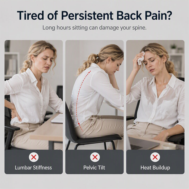🪑 Ergonomisk memoryskum-sitepute med ryggstøtte – hold deg komfortabel hele dagen, perfekt til kontoret, bilen og hjemmet ✨