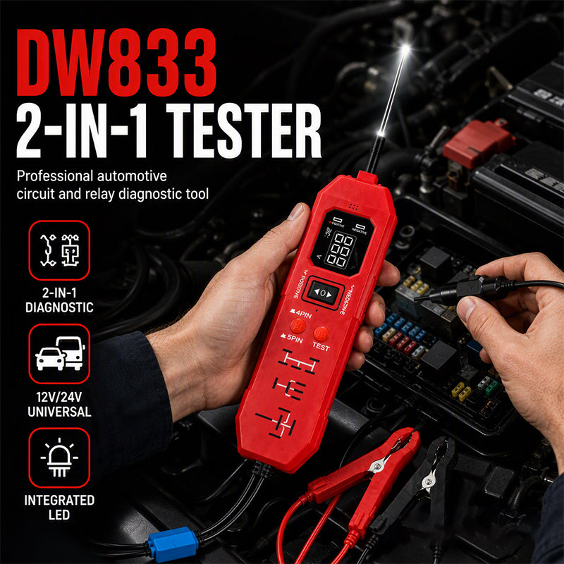 🎉 Salg 2026 – Over 38 000 solgt! 🔧 Krets- og relétester for bil med digitalt display – Tester spenning og reléer – DC 3,5–36 V, uunnværlig for enhver mekaniker! ✨