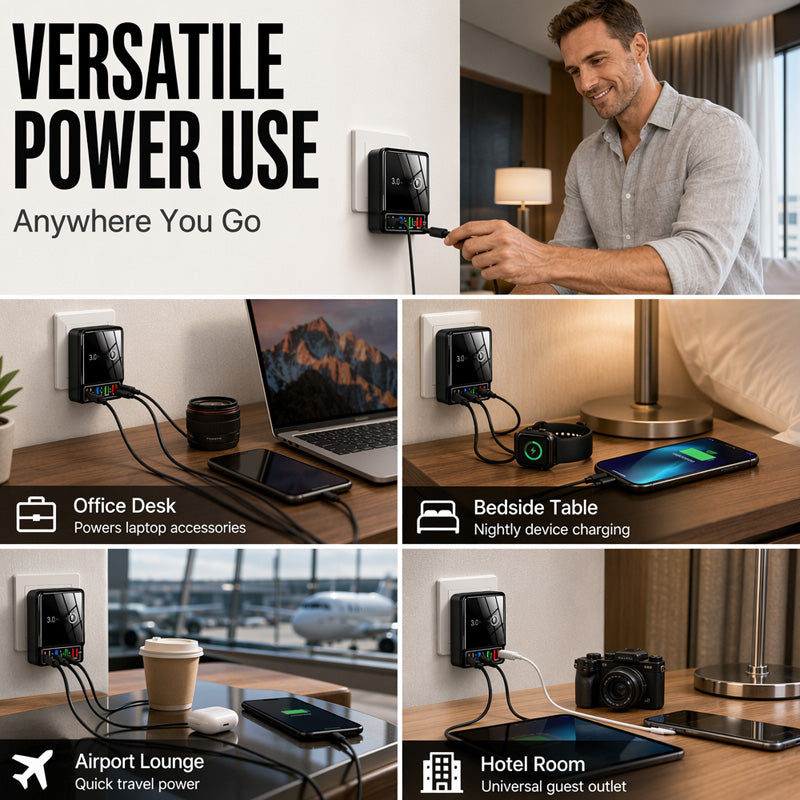 Lad opp 4 enheter på et øyeblikk! Brannsikker USB-hub som ikke blir overopphetet