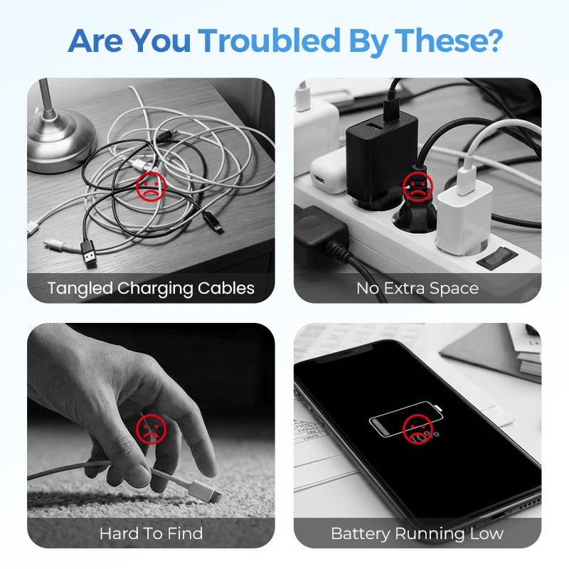 📱 3‑i‑1 trådløs lader – til telefon, klokke og ørepropper. Foldebar, magnetisk, nattlys! 🔋✨