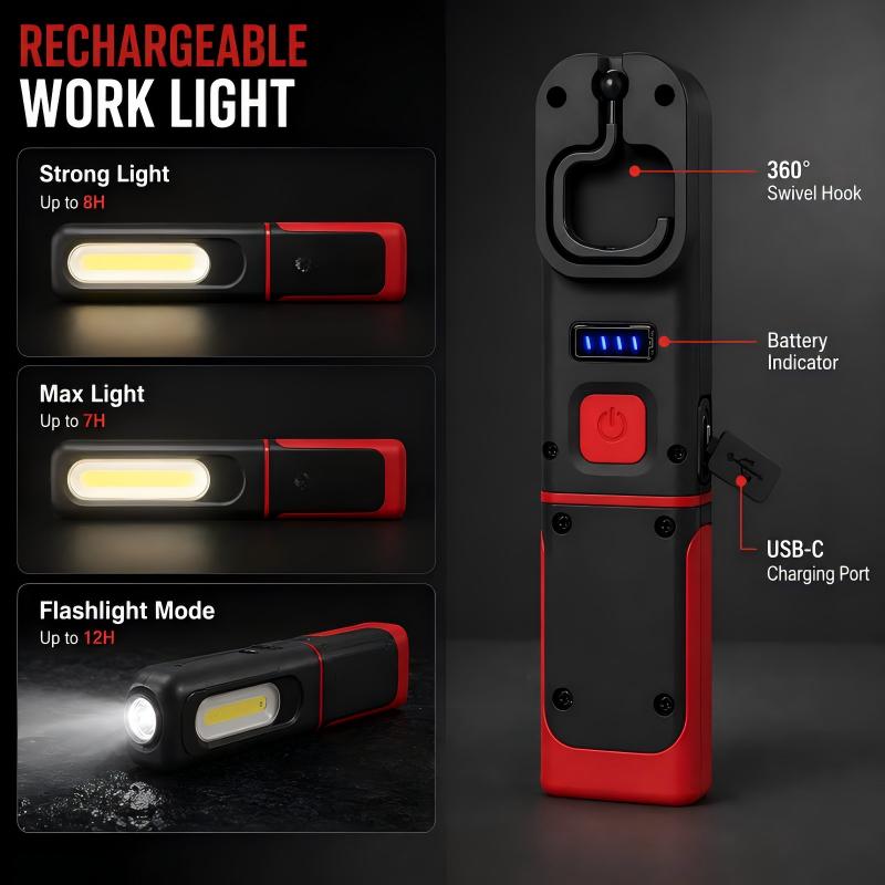 📢 50 % RABATT NU! 🔦 Uppladdningsbar COB LED-Arbetslampa med Magnetbas – Handsfree Belysning