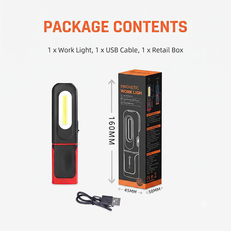 📢 50 % RABATT NU! 🔦 Uppladdningsbar COB LED-Arbetslampa med Magnetbas – Handsfree Belysning