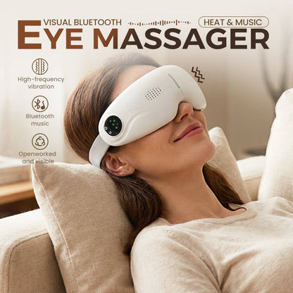Visuell Bluetooth-øynemassasjeapparat med varme og musikk