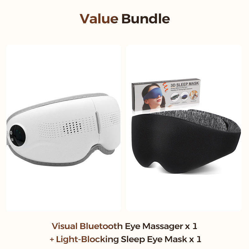 Visuell Bluetooth-øynemassasjeapparat med varme og musikk
